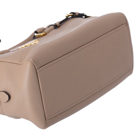 PRADA Vitello Phenix Bauletto Handbag 1BB086 Taupe Pebbled Leather - Picture 8 of 10